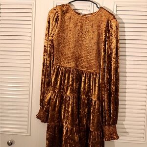Baltic Born Velvet Mini Dress in Bronze